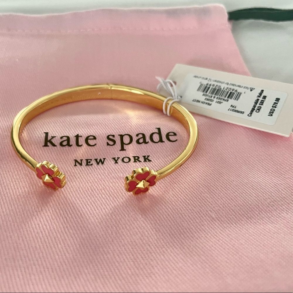 NWT Kate Spade “Spades and Studs” Enamel Hinge Cuff - Picture 3 of 6
